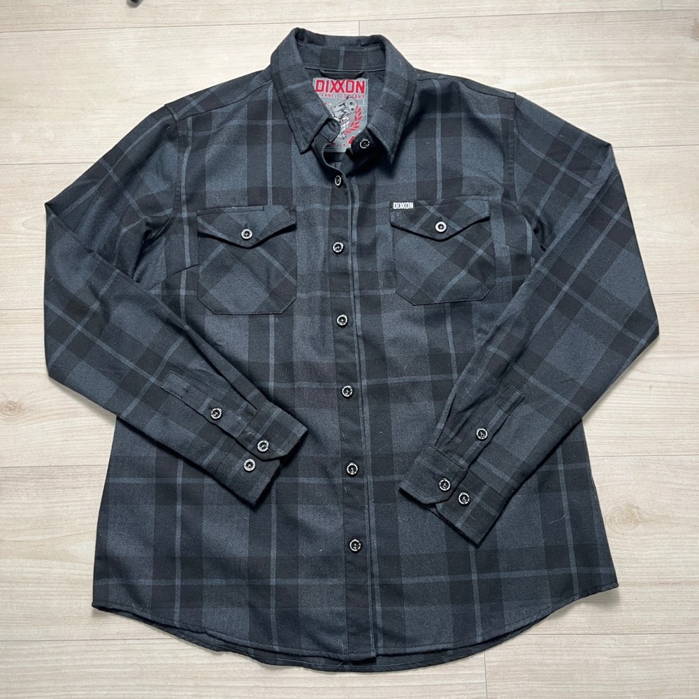 Dixxon Flannel Company The .45 Black Grey Plaid D-Tech Shirt Womens Large